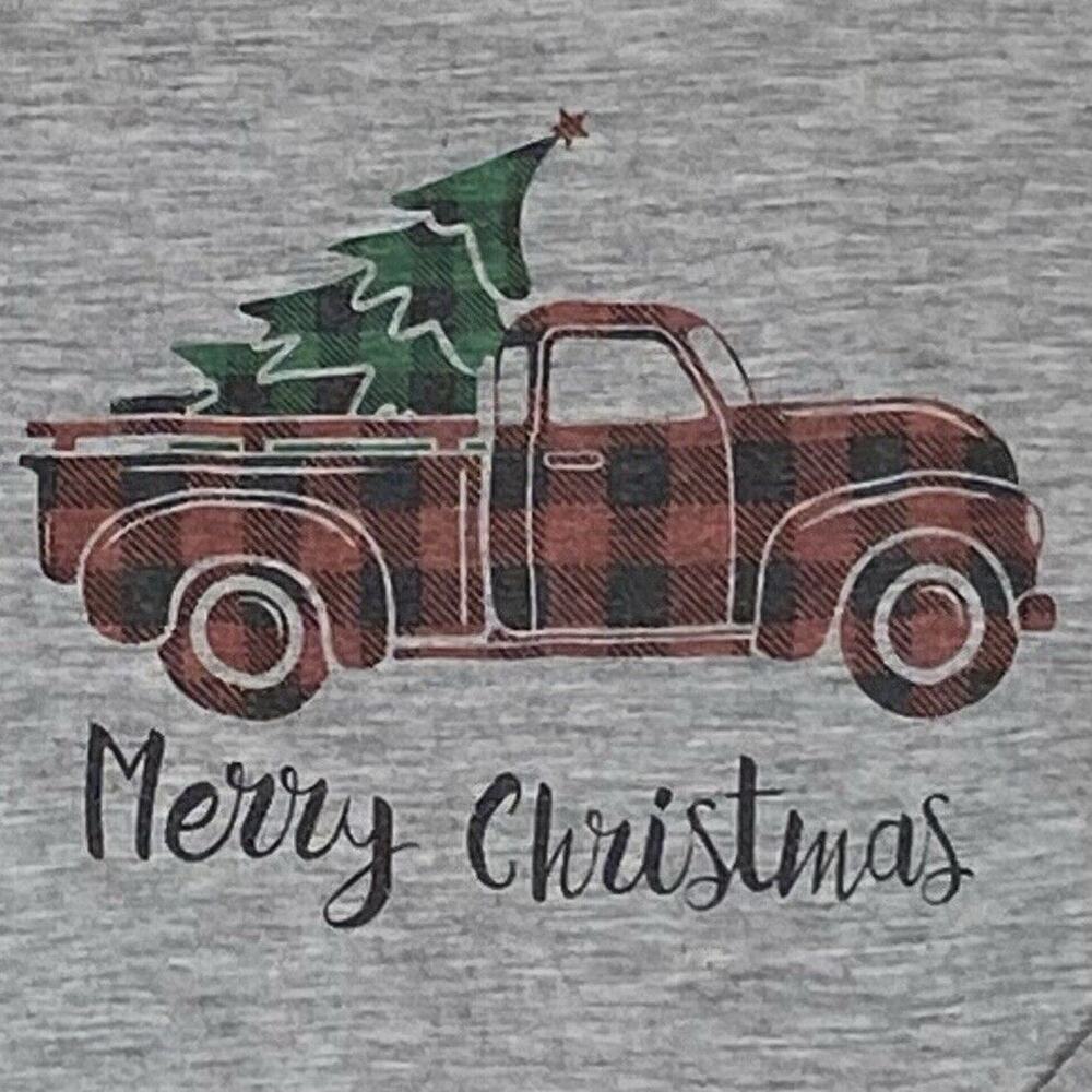 Christmas Pajamas Kids 10/11 Antique Truck Buffalo Plaid Holidaycore Matching PJ - Picture 2 of 6